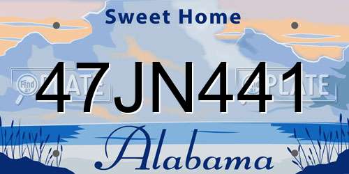 47JN441 Alabama License Plate