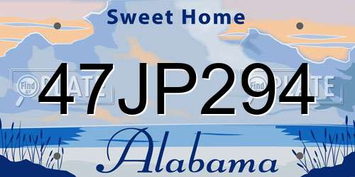 47JP294 Alabama License Plate