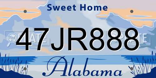 47JR888 Alabama License Plate