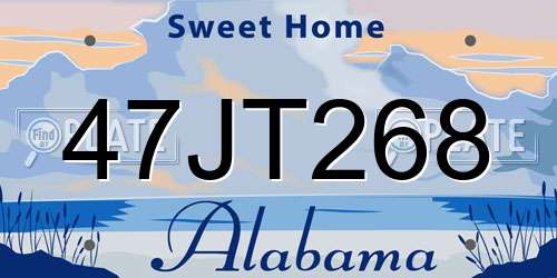 47JT268 Alabama License Plate