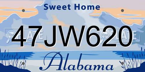 47JW620 Alabama License Plate