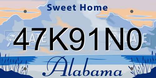 47K91N0 Alabama License Plate