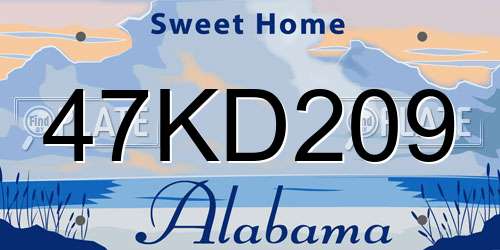 47KD209 Alabama License Plate