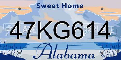 47KG614 Alabama License Plate