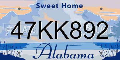 47KK892 Alabama License Plate