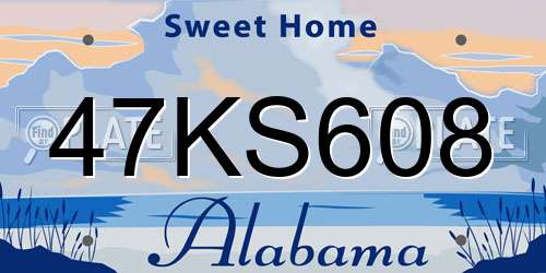 47KS608 Alabama License Plate