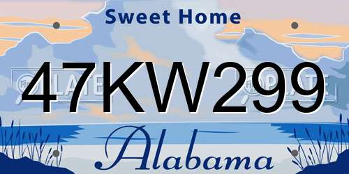 47KW299 Alabama License Plate