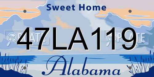 47LA119 Alabama License Plate