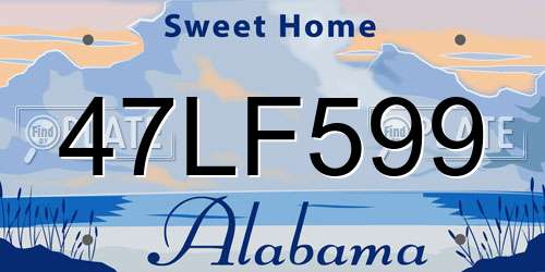 47LF599 Alabama License Plate
