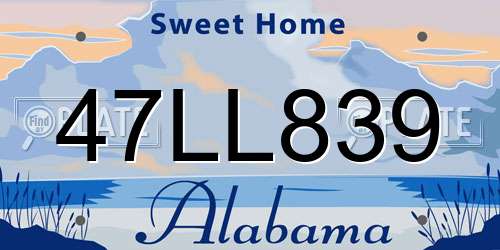 47LL839 Alabama License Plate