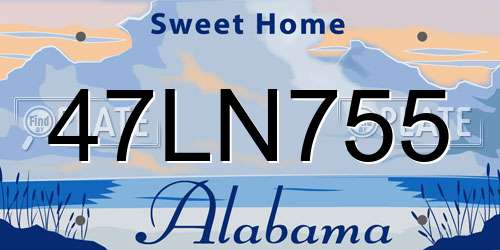 47LN755 Alabama License Plate