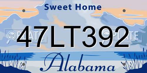 47LT392 Alabama License Plate