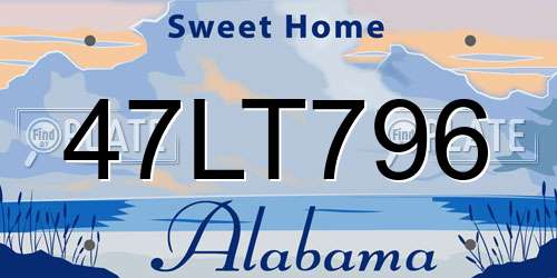 47LT796 Alabama License Plate