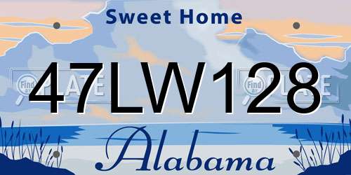 47LW128 Alabama License Plate