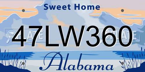 47LW360 Alabama License Plate