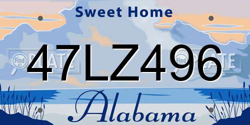 47LZ496 Alabama License Plate