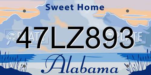 47LZ893 Alabama License Plate