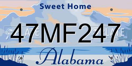 47MF247 Alabama License Plate