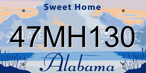47MH130 Alabama License Plate