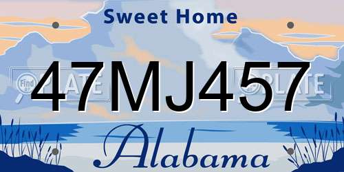 47MJ457 Alabama License Plate
