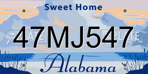 47MJ547 Alabama License Plate