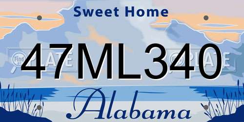47ML340 Alabama License Plate
