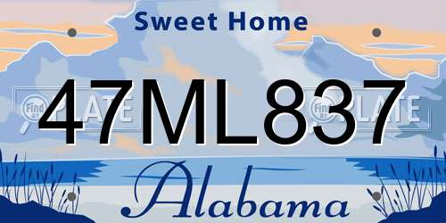 47ML837 Alabama License Plate