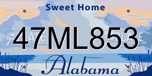 47ML853 Alabama License Plate
