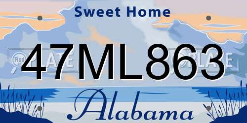 47ML863 Alabama License Plate