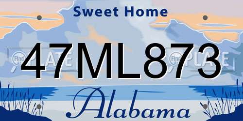 47ML873 Alabama License Plate
