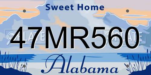 47MR560 Alabama License Plate