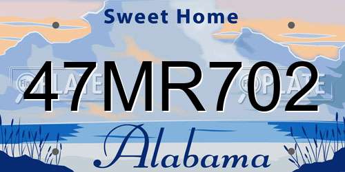47MR702 Alabama License Plate