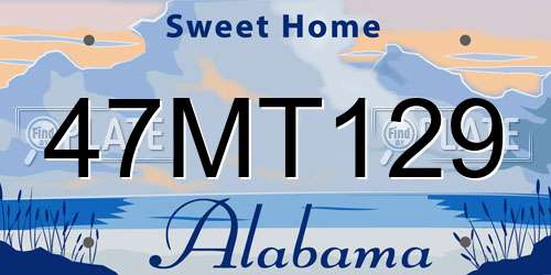 47MT129 Alabama License Plate
