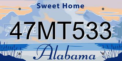 47MT533 Alabama License Plate