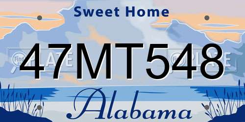 47MT548 Alabama License Plate