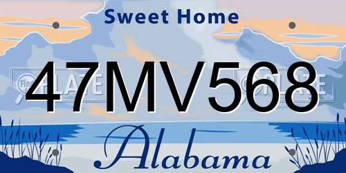 47MV568 Alabama License Plate