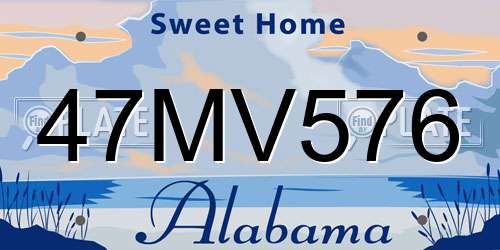 47MV576 Alabama License Plate