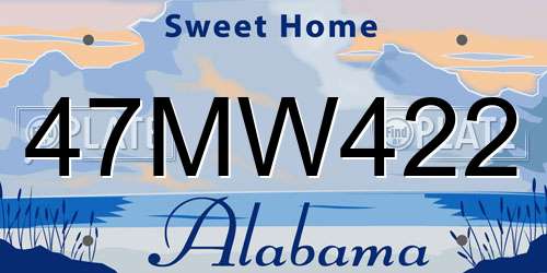 47MW422 Alabama License Plate
