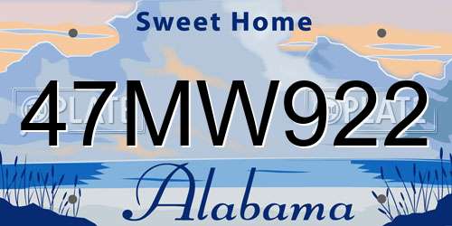 47MW922 Alabama License Plate