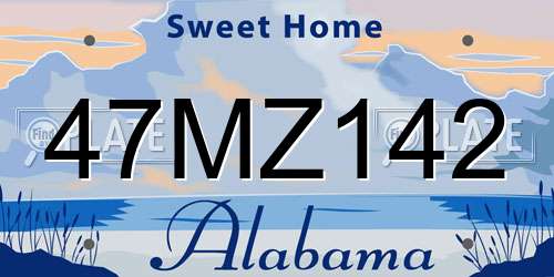47MZ142 Alabama License Plate
