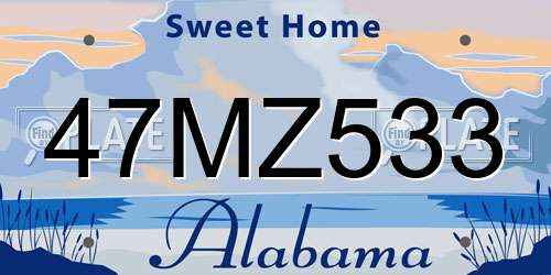 47MZ533 Alabama License Plate