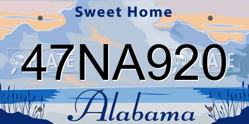 47NA920 Alabama License Plate