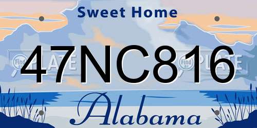 47NC816 Alabama License Plate