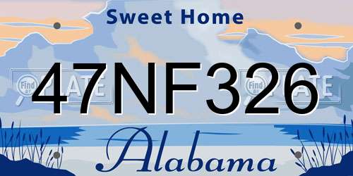 47NF326 Alabama License Plate