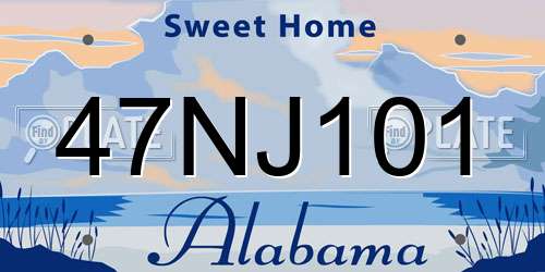 47NJ101 Alabama License Plate
