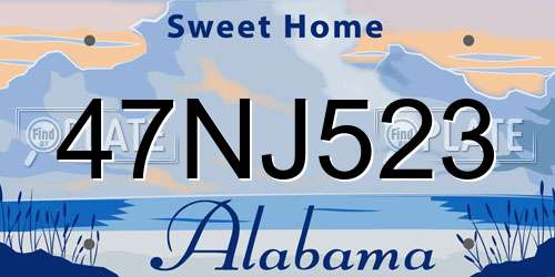 47NJ523 Alabama License Plate