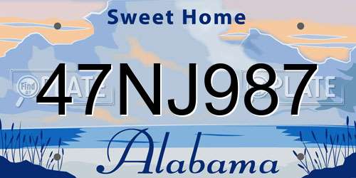 47NJ987 Alabama License Plate