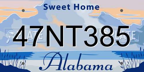 47NT385 Alabama License Plate