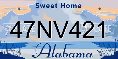 47NV421 Alabama License Plate