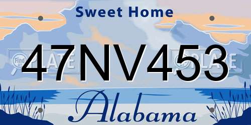 47NV453 Alabama License Plate